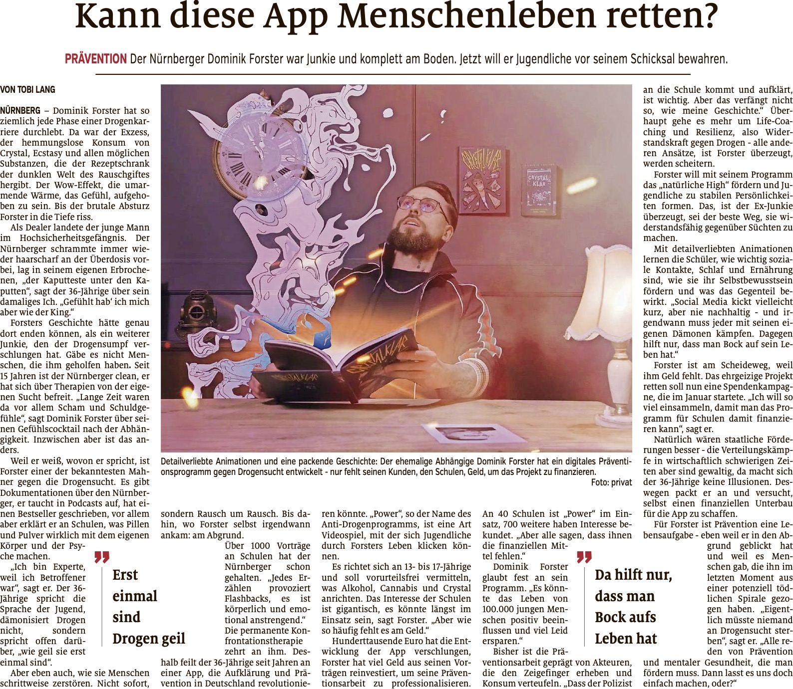 Interview-App dominik forster interview zur app in nürnberger zeitung ex junkie